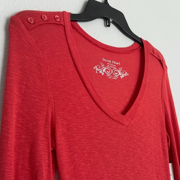 NWT - Burnt Orange Derek Heart Long-Sleeved Shirt - Picture 3 of 8